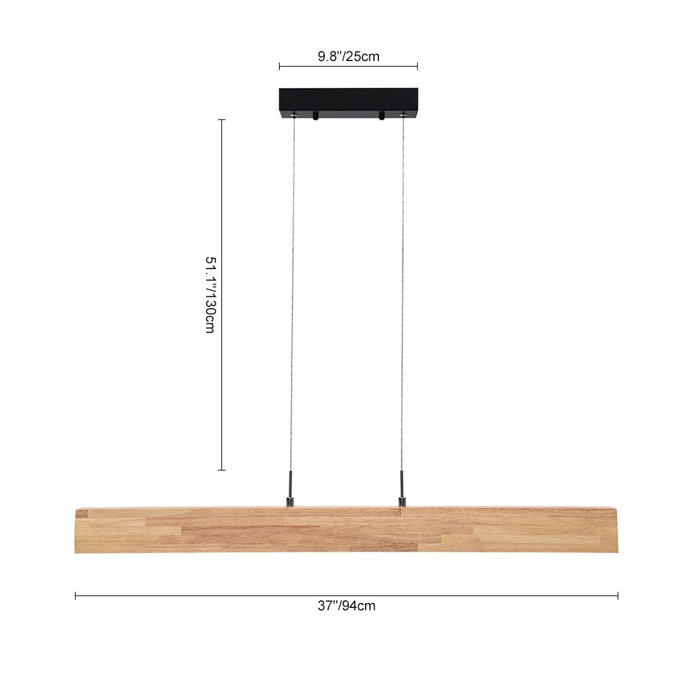 Pendantlightie-Minimalist Dimmable Linear Led Pendant With Wood Accent-Pendants--