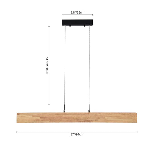 Pendantlightie-Minimalist Dimmable Linear Led Pendant With Wood Accent-Pendants--