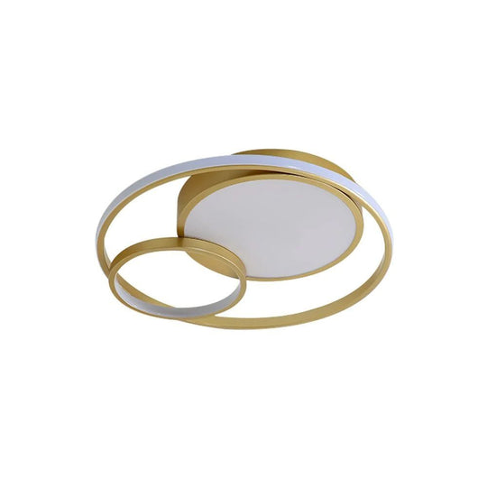 Pendantlightie-Minimalist Double Ring Round Led Ceiling Light-Flush Mount-Cool White Light-White