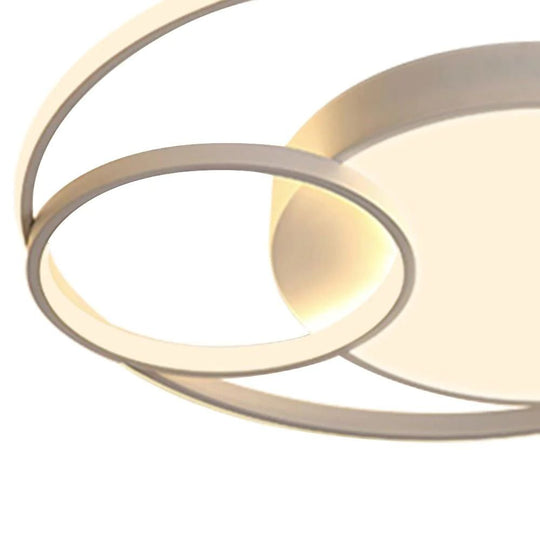 Pendantlightie-Minimalist Double Ring Round Led Ceiling Light-Flush Mount-Cool White Light-White