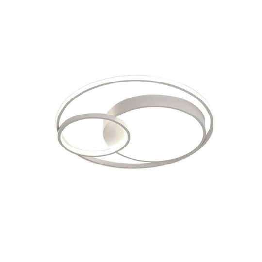 Pendantlightie-Minimalist Double Ring Round Led Ceiling Light-Flush Mount-Cool White Light-White