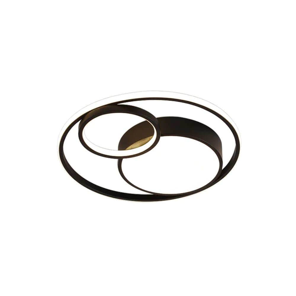 Pendantlightie-Minimalist Double Ring Round Led Ceiling Light-Flush Mount-Warm White Light-Black