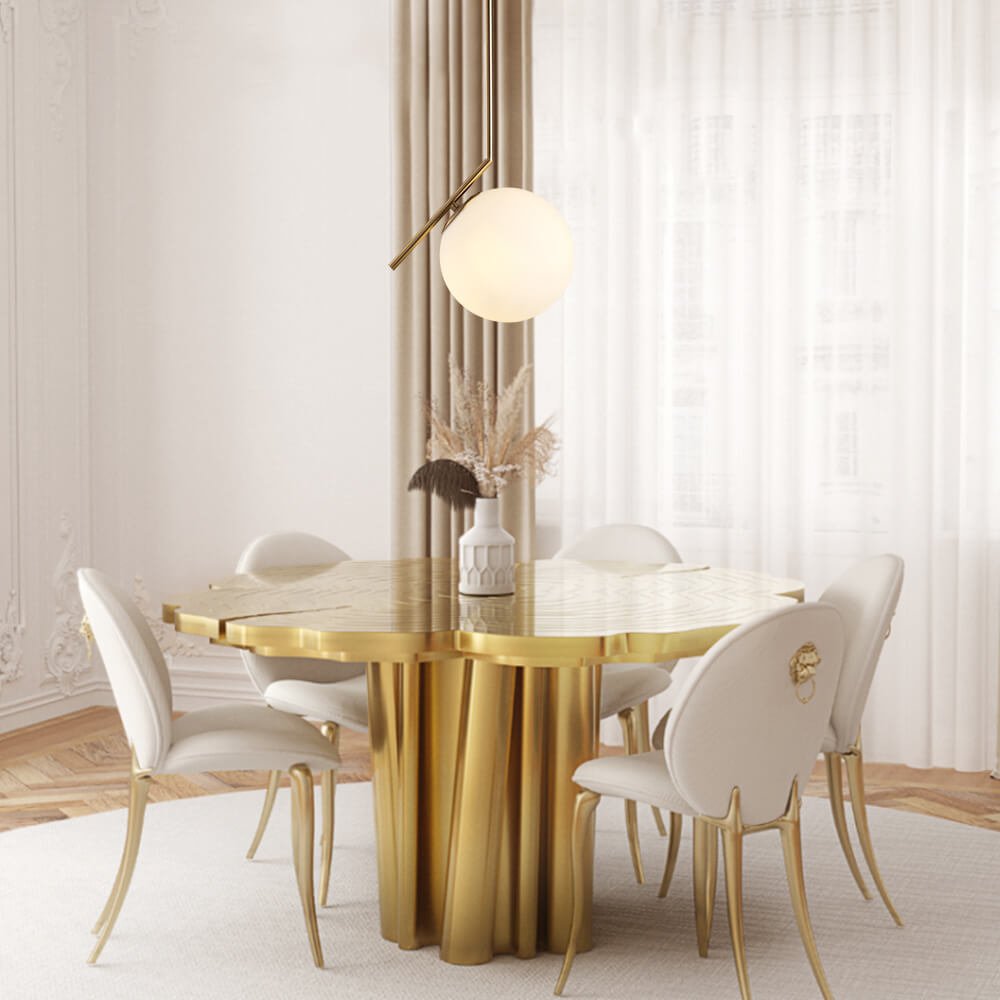 Pendantlightie-Minimalist Opal Shade Single Globe Pendant Light-Pendants-Gold-7 Inches