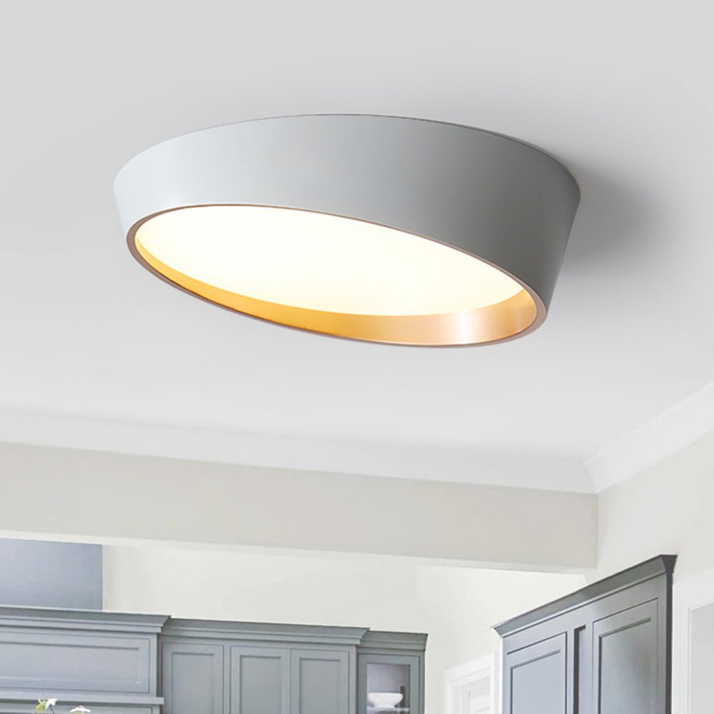 Pendantlightie-Minimalist Slant Led Flush Mount Ceiling Light-Flush Mount-White-Warm White Light