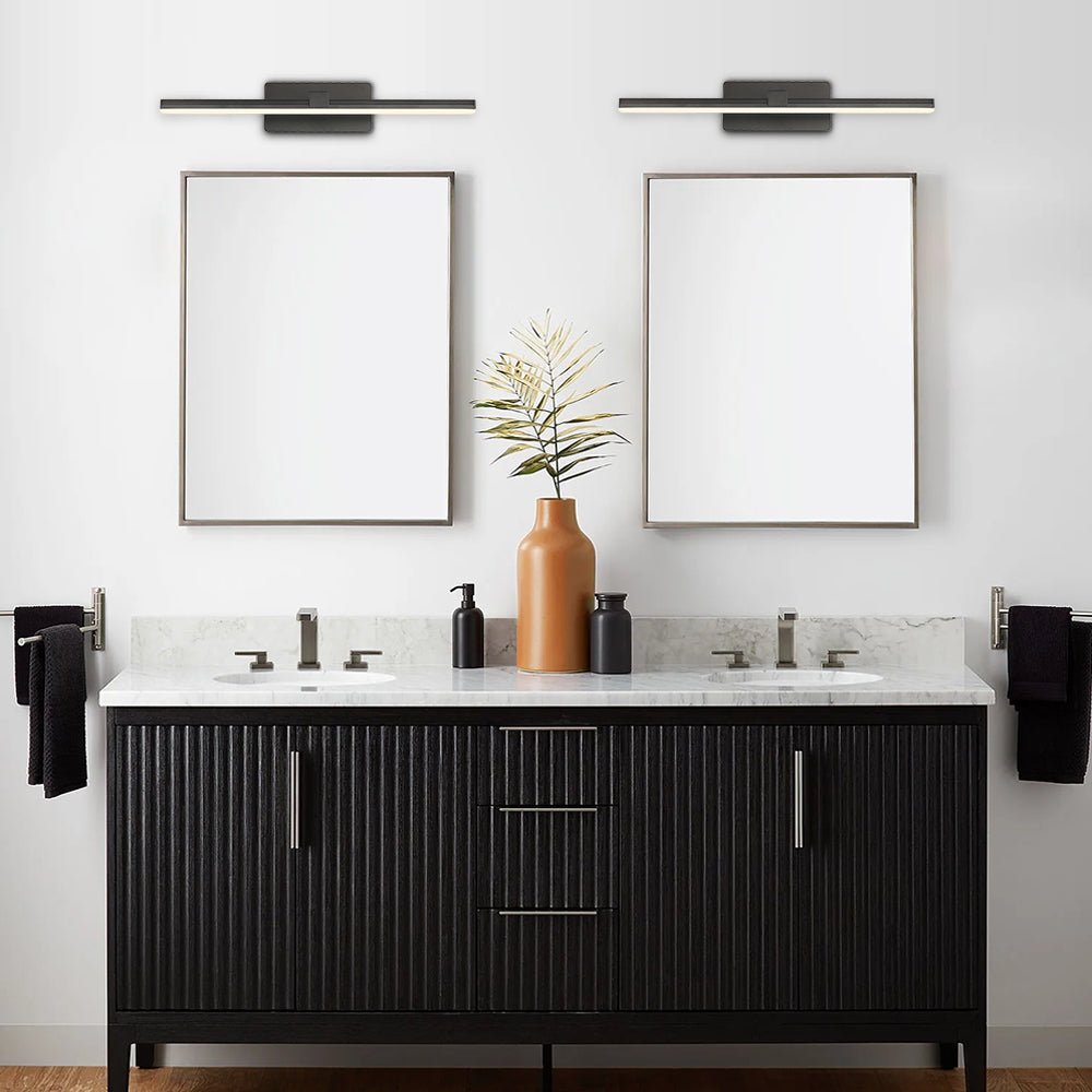 Pendantlightie-Minimalist Ultra Thin Led Bath Bar Bathroom Vanity Light Warm Light-Wall Light-Black-15.9 in (40.5 cm)