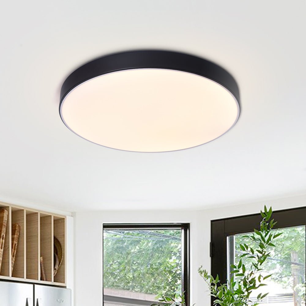 Pendantlightie-Minimalist Ultra-Thin Round Led Ceiling Light-Flush Mount-Black-15.7 in (40 cm)