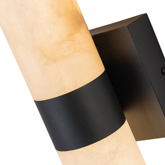 Pendantlightie-Modern 1-Light Cylinder Led Marble Vanity Light-Wall Light-Black-