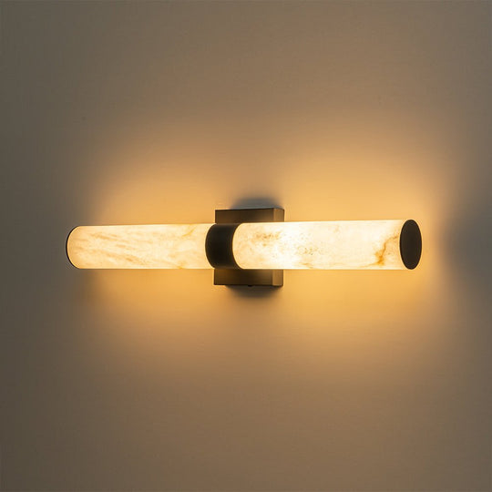 Pendantlightie-Modern 1-Light Cylinder Led Marble Vanity Light-Wall Light-Black-