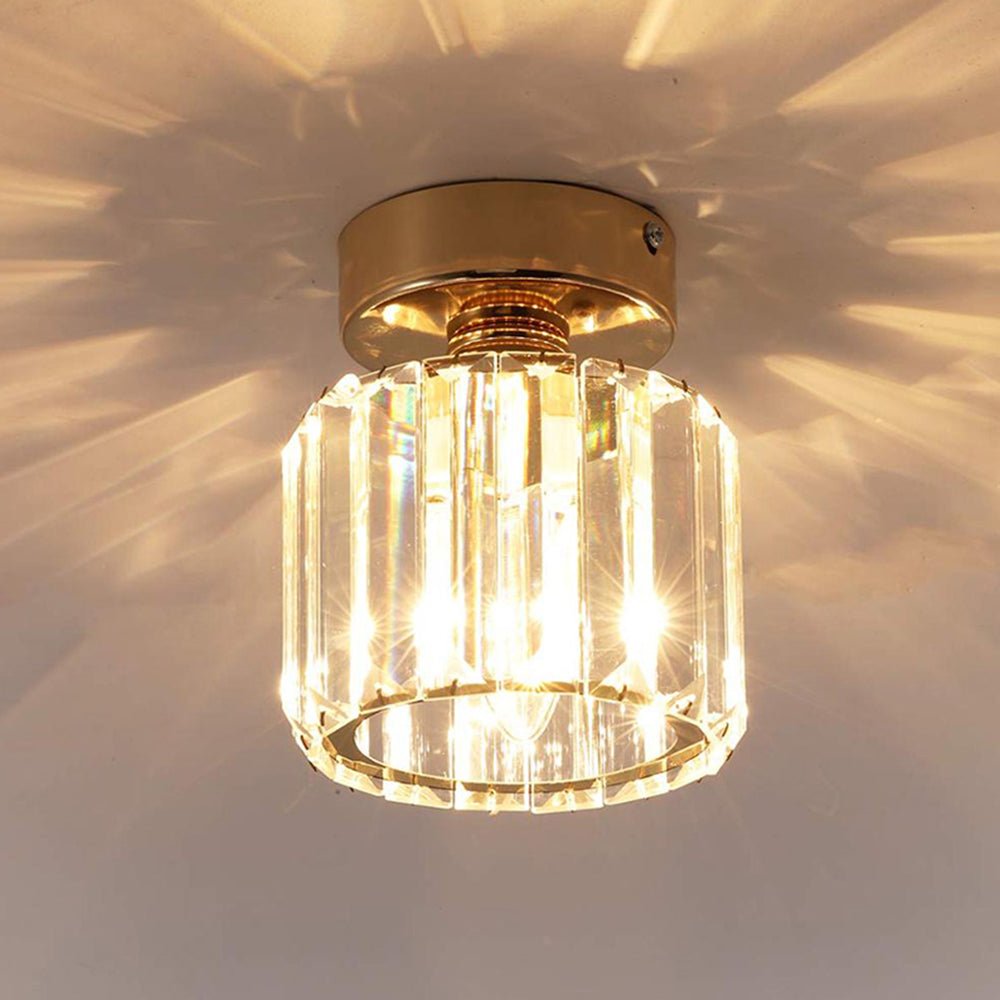 Pendantlightie-Modern 1-Light Mini Crystal Semi Flush Ceiling Light-Semi Flush Mount--