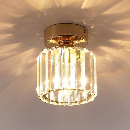 Pendantlightie-Modern 1-Light Mini Crystal Semi Flush Ceiling Light-Semi Flush Mount--