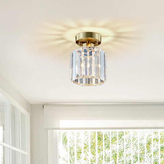Pendantlightie-Modern 1-Light Mini Crystal Semi Flush Ceiling Light-Semi Flush Mount--