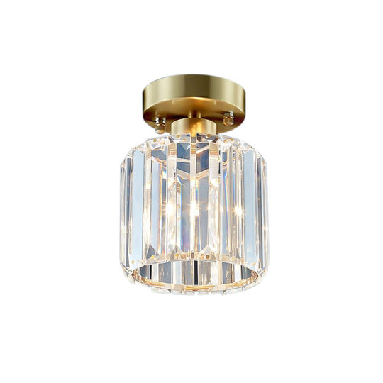 Pendantlightie-Modern 1-Light Mini Crystal Semi Flush Ceiling Light-Semi Flush Mount--