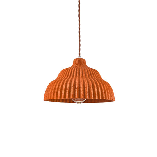 Pendantlightie-Modern 1-Light Pleated Concrete Pendant Lighting For Kitchen Island-Pendants-Orange-