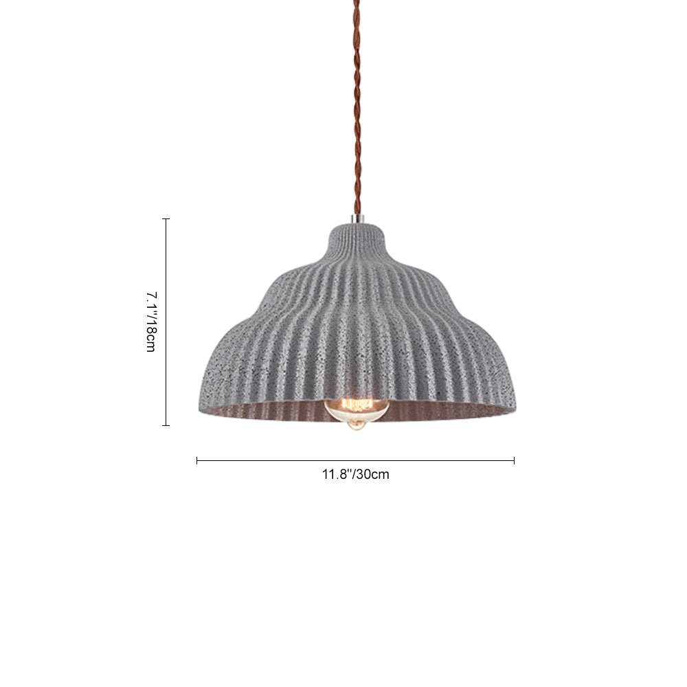 Pendantlightie-Modern 1-Light Pleated Concrete Pendant Lighting For Kitchen Island-Pendants-Orange-