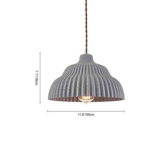 Pendantlightie-Modern 1-Light Pleated Concrete Pendant Lighting For Kitchen Island-Pendants-Orange-