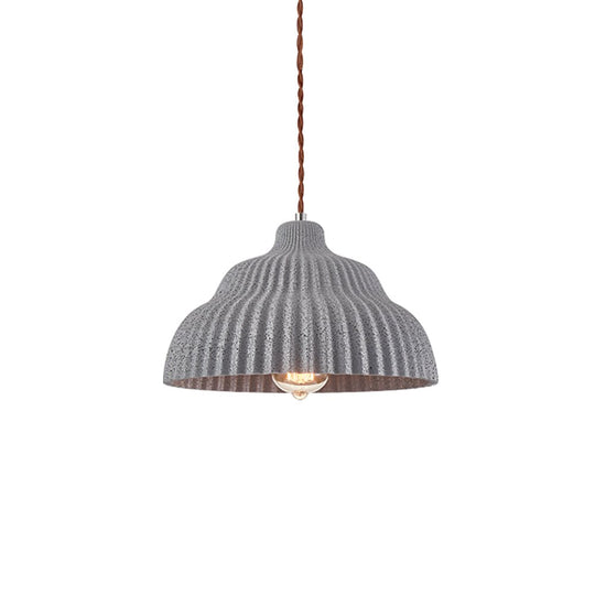 Pendantlightie-Modern 1-Light Pleated Concrete Pendant Lighting For Kitchen Island-Pendants-Orange-