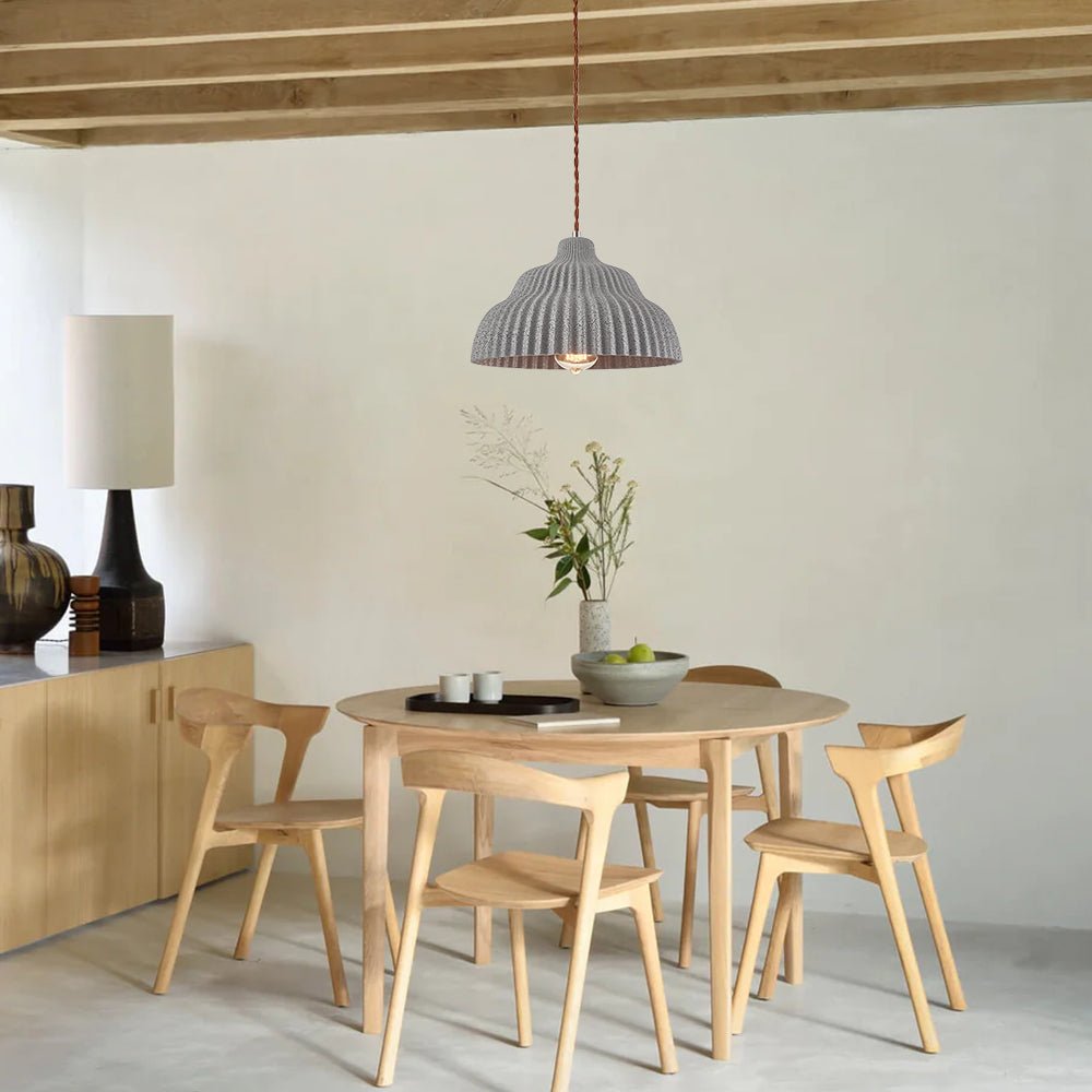 Pendantlightie-Modern 1-Light Pleated Concrete Pendant Lighting For Kitchen Island-Pendants-Orange-