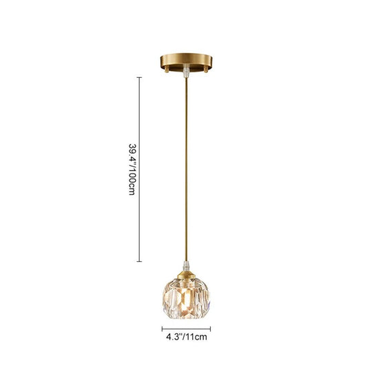Pendantlightie-Modern 1-Light Round Crystal Glass Pendant-Pendants--
