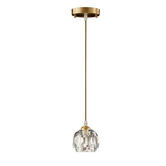 Pendantlightie-Modern 1-Light Round Crystal Glass Pendant-Pendants--