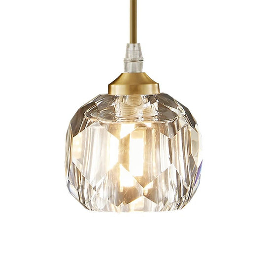 Pendantlightie-Modern 1-Light Round Crystal Glass Pendant-Pendants--