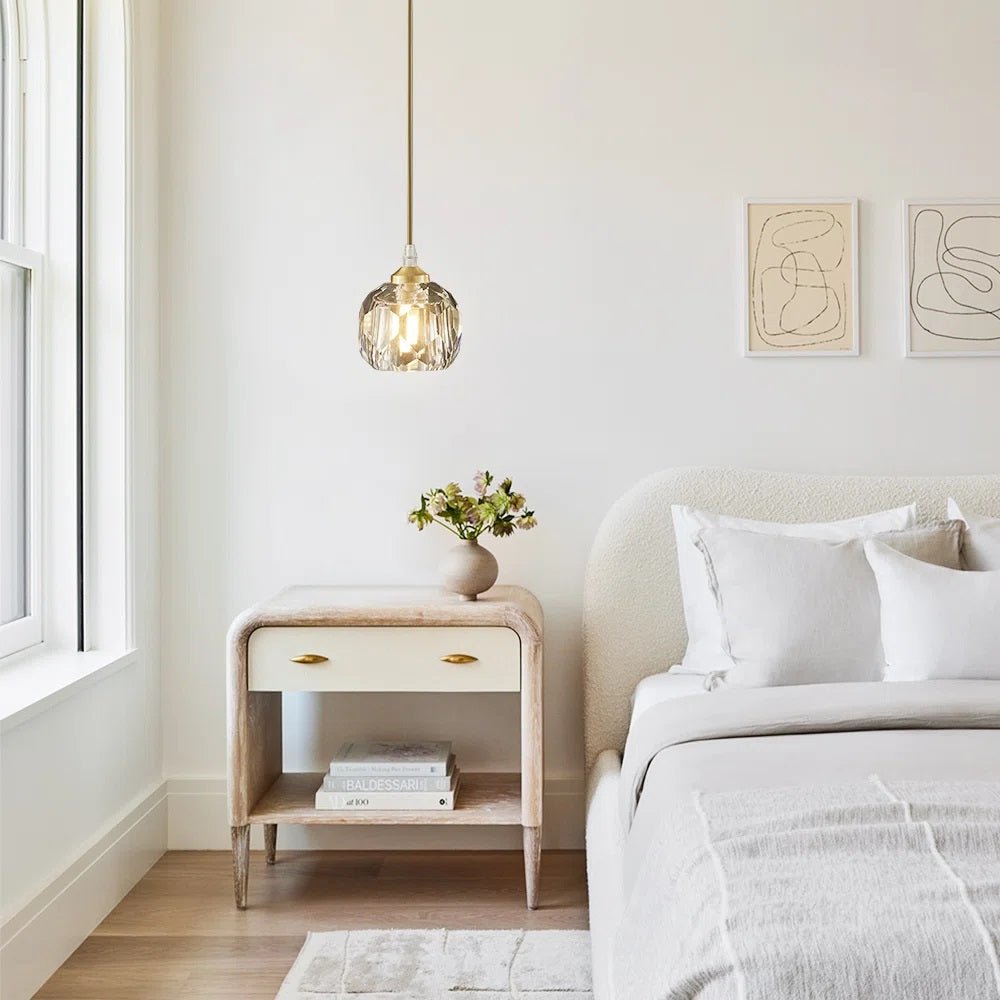 Pendantlightie-Modern 1-Light Round Crystal Glass Pendant-Pendants--