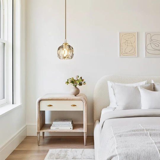 Pendantlightie-Modern 1-Light Round Crystal Glass Pendant-Pendants--