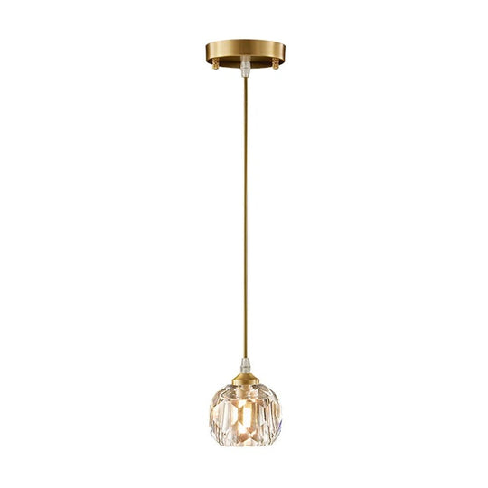 Pendantlightie-Modern 1-Light Round Crystal Glass Pendant-Pendants--