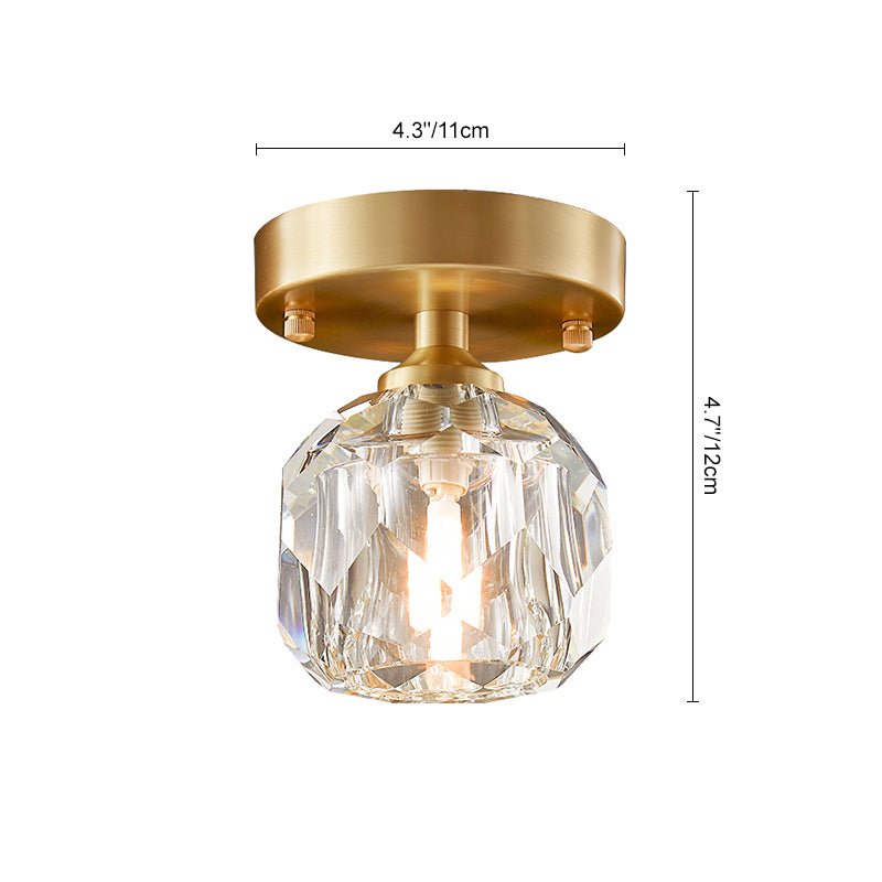 Pendantlightie-Modern 1-Light Small Single Crystal Semi Flush Mount-Semi Flush Mount--