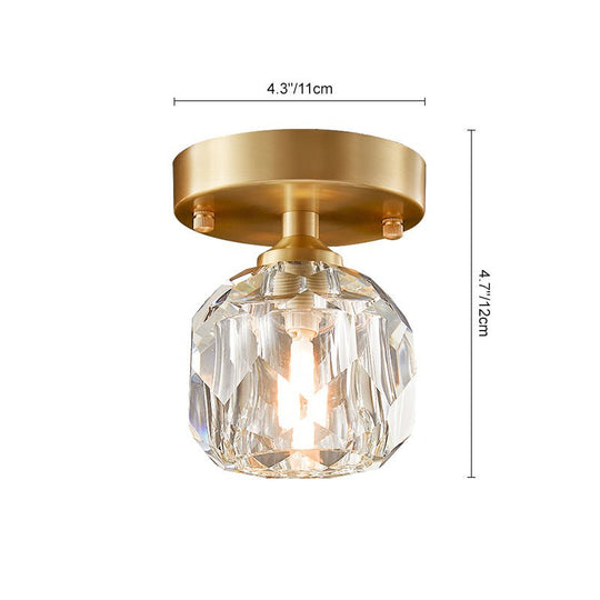 Pendantlightie-Modern 1-Light Small Single Crystal Semi Flush Mount-Semi Flush Mount--