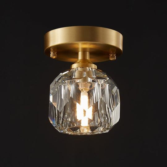 Pendantlightie-Modern 1-Light Small Single Crystal Semi Flush Mount-Semi Flush Mount--