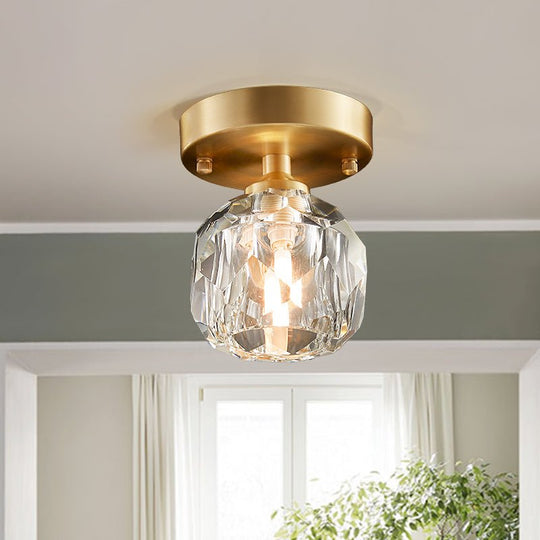 Pendantlightie-Modern 1-Light Small Single Crystal Semi Flush Mount-Semi Flush Mount--