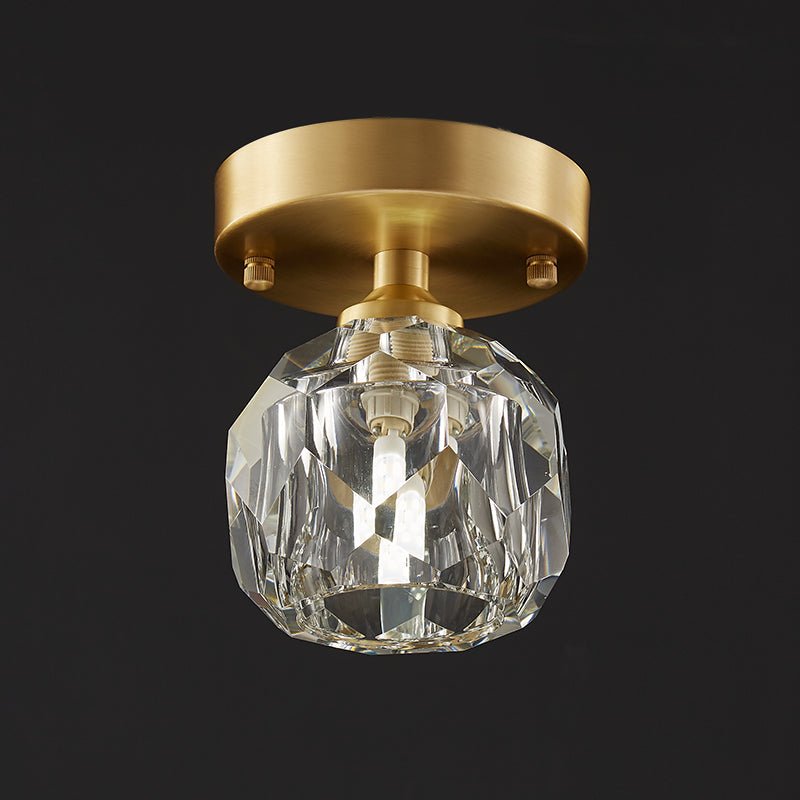 Pendantlightie-Modern 1-Light Small Single Crystal Semi Flush Mount-Semi Flush Mount--