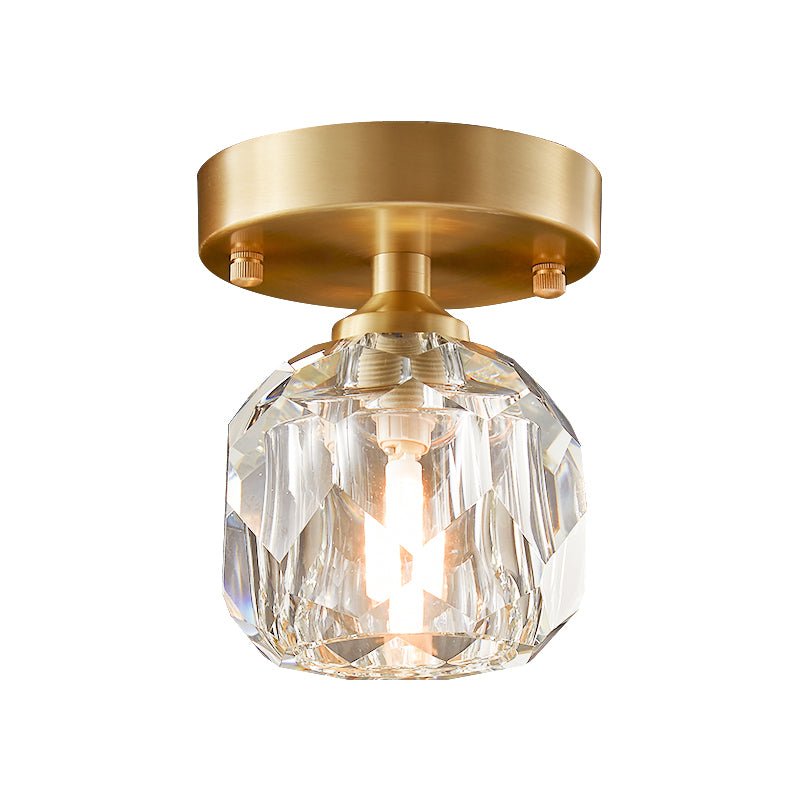Pendantlightie-Modern 1-Light Small Single Crystal Semi Flush Mount-Semi Flush Mount--
