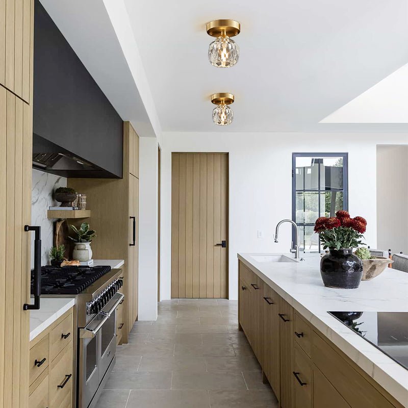 Pendantlightie-Modern 1-Light Small Single Crystal Semi Flush Mount-Semi Flush Mount--