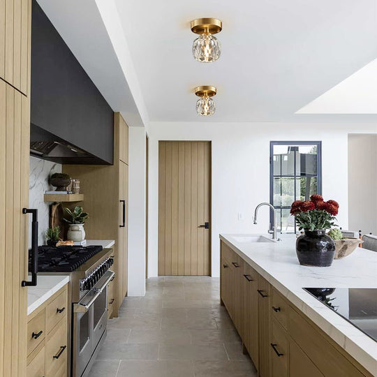 Pendantlightie-Modern 1-Light Small Single Crystal Semi Flush Mount-Semi Flush Mount--