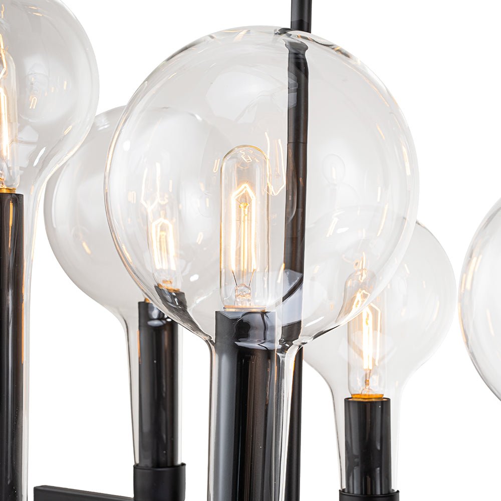 Pendantlightie-Modern 10-Light Clear Glass Kitchen Island Linear Chandelier-Chandeliers--