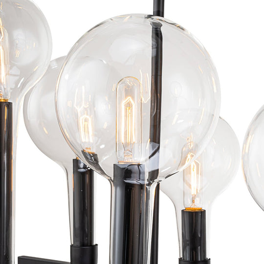 Pendantlightie-Modern 10-Light Clear Glass Kitchen Island Linear Chandelier-Chandeliers--