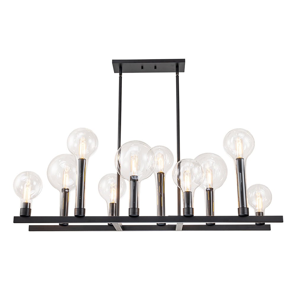 Pendantlightie-Modern 10-Light Clear Glass Kitchen Island Linear Chandelier-Chandeliers--