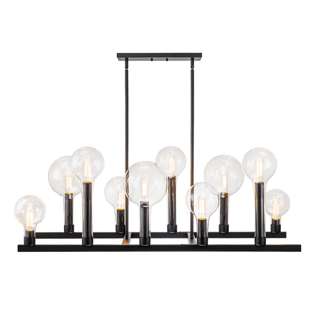 Pendantlightie-Modern 10-Light Clear Glass Kitchen Island Linear Chandelier-Chandeliers--