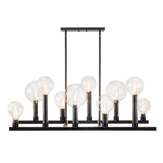 Pendantlightie-Modern 10-Light Clear Glass Kitchen Island Linear Chandelier-Chandeliers--