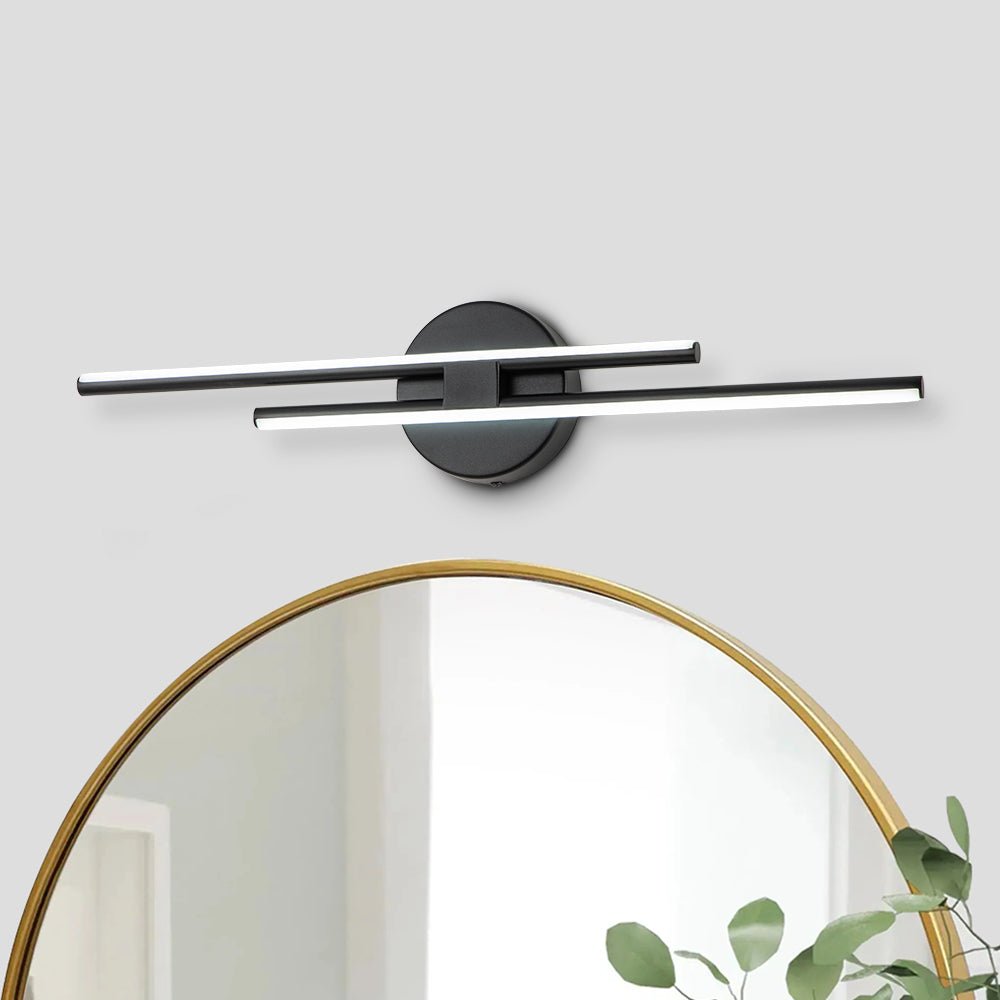 Pendantlightie-Modern 2-Light Dimmable Linear Striped Led Vanity Light In Cool Light-Wall Light-23.6 in (60 cm)-Black