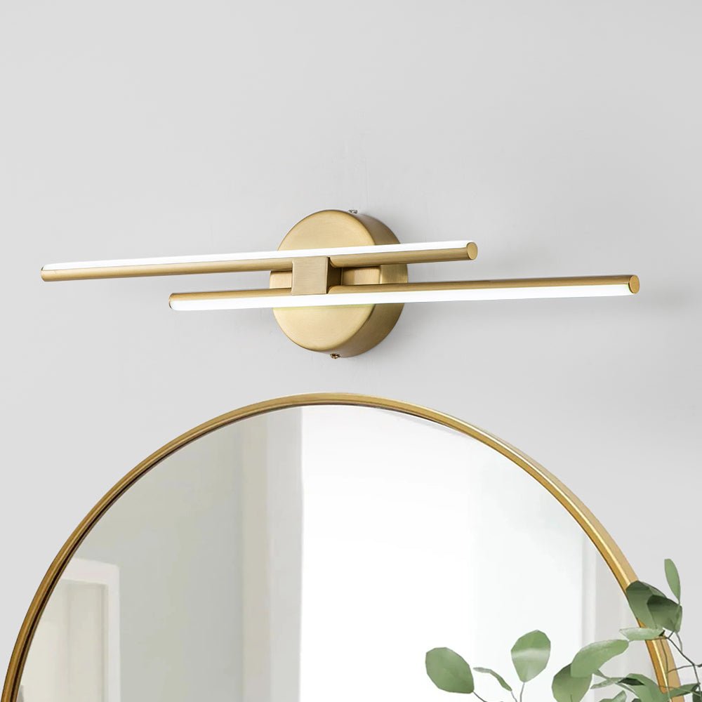 Pendantlightie-Modern 2-Light Dimmable Linear Striped Led Vanity Light In Cool Light-Wall Light-23.6 in (60 cm)-Gold