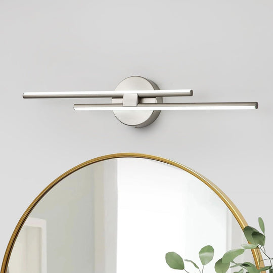 Pendantlightie-Modern 2-Light Dimmable Linear Striped Led Vanity Light In Cool Light-Wall Light-23.6 in (60 cm)-Nickel