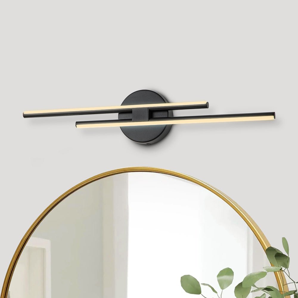 Pendantlightie-Modern 2-Light Dimmable Linear Striped Led Vanity Light In Warm Light-Wall Light-23.6 in (60 cm)-Black