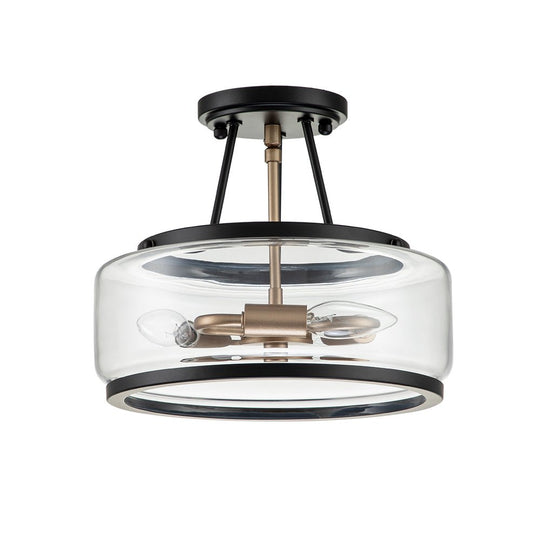 Pendantlightie-Modern 3-Light Glass Drum Semi Flush Ceiling Light-Semi Flush Mount--