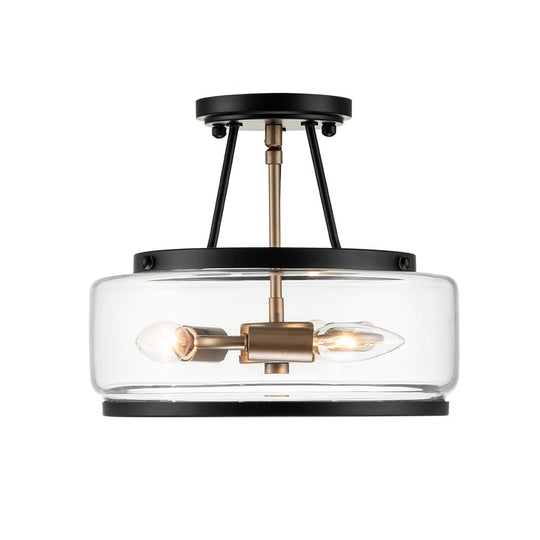 Pendantlightie-Modern 3-Light Glass Drum Semi Flush Ceiling Light-Semi Flush Mount--