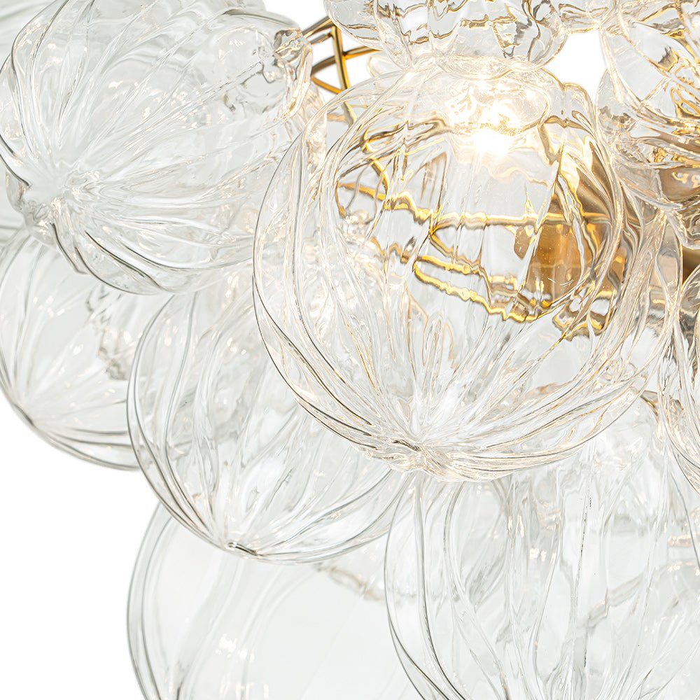 Pendantlightie-Modern 3-Light Textured Bubble Semi Flush Ceiling Light-Semi Flush Mount-Brass-
