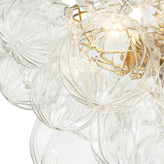 Pendantlightie-Modern 3-Light Textured Bubble Semi Flush Ceiling Light-Semi Flush Mount-Brass-