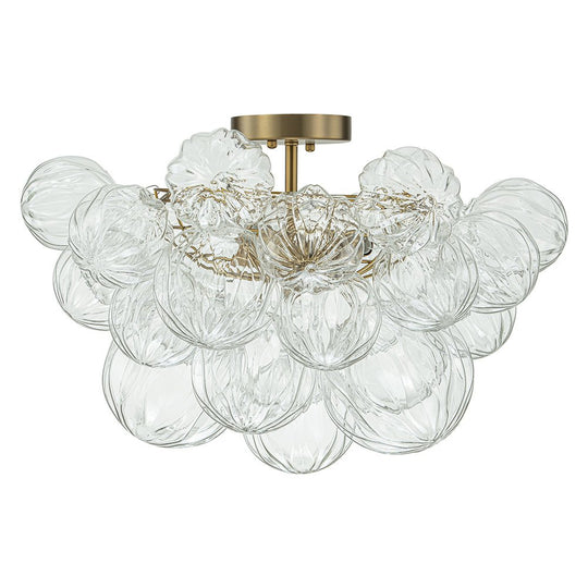 Pendantlightie-Modern 3-Light Textured Bubble Semi Flush Ceiling Light-Semi Flush Mount-Brass-