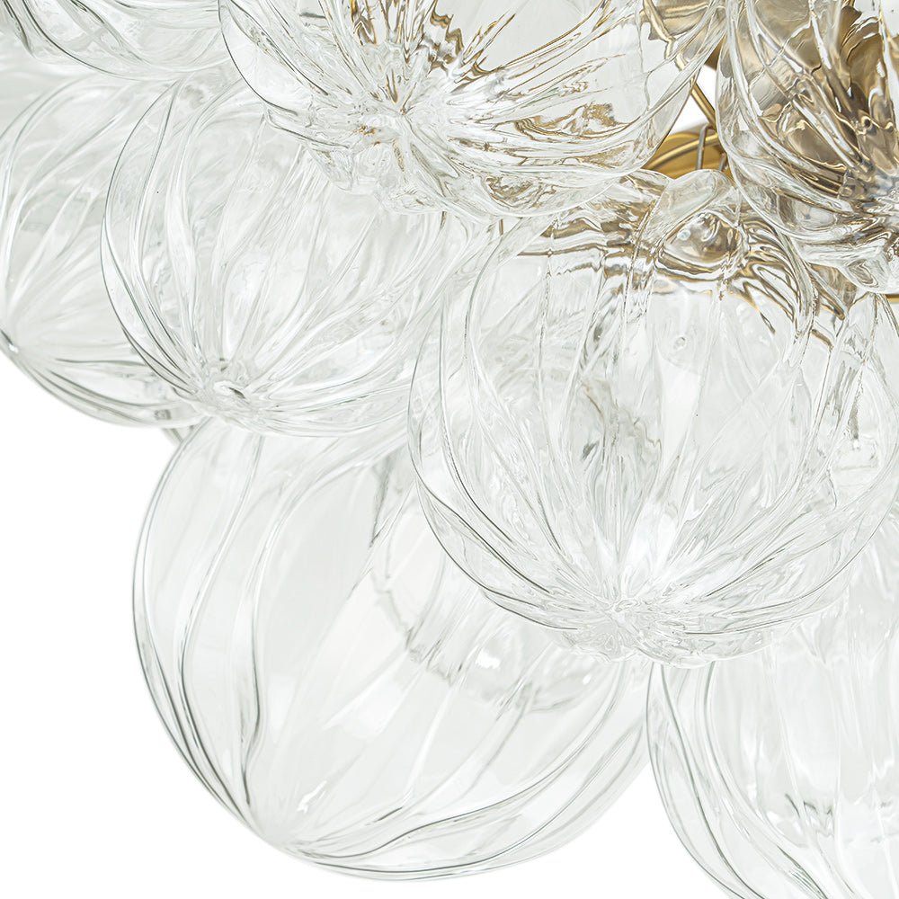 Pendantlightie-Modern 3-Light Textured Bubble Semi Flush Ceiling Light-Semi Flush Mount-Brass-